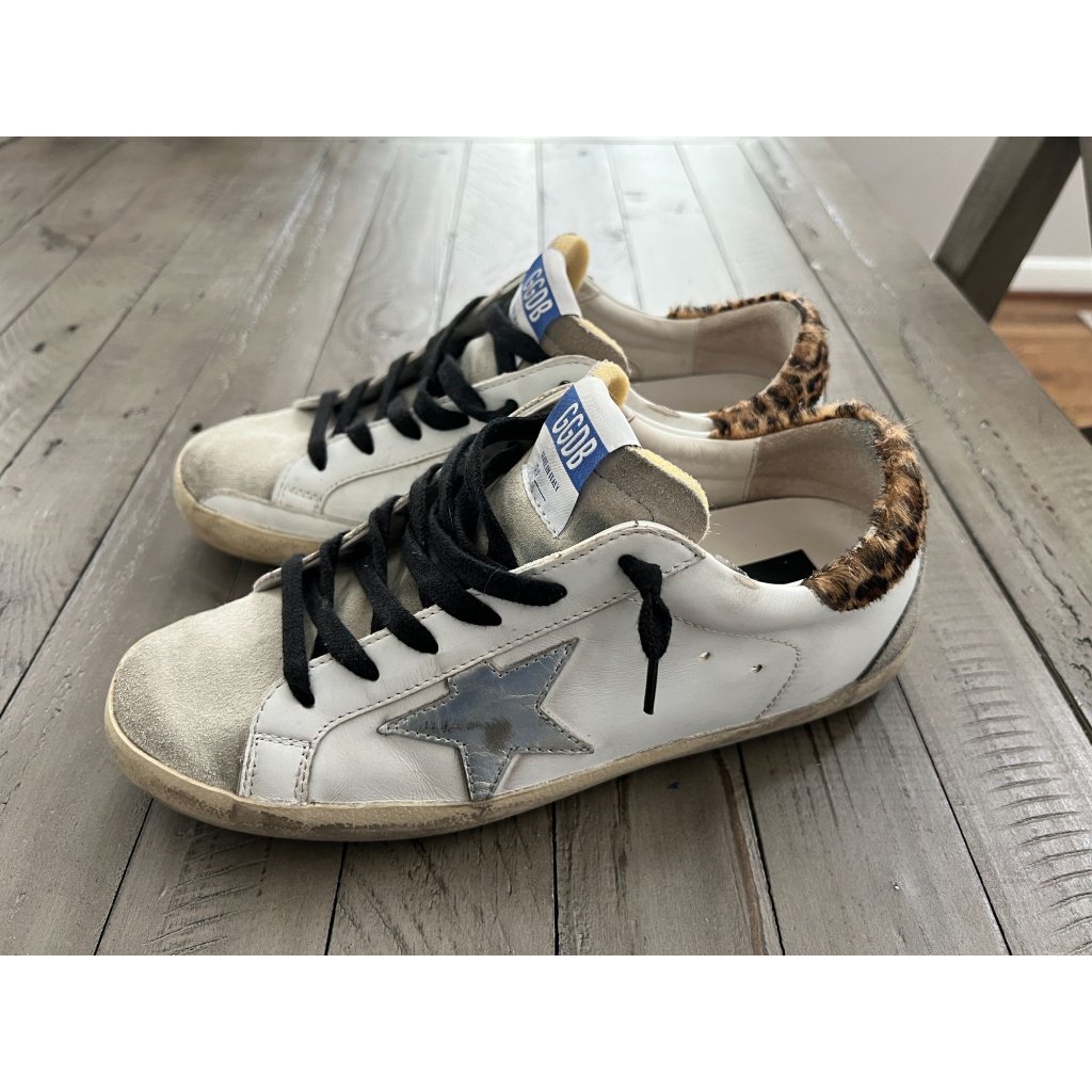 Golden Goose Super Star Silver Star & Leo-Print Pony Heel 39 9